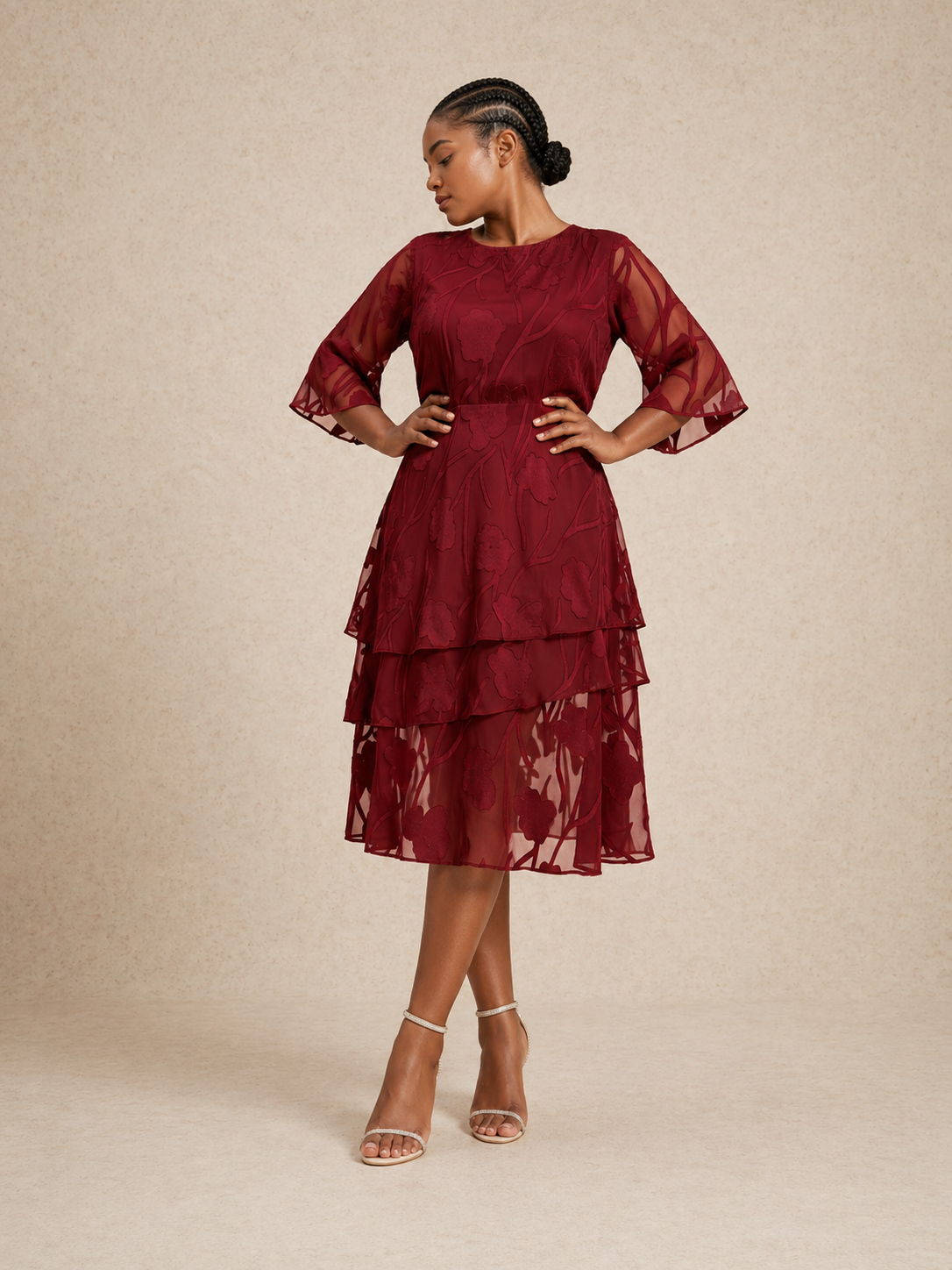 Floral Chiffon Midi Skirt