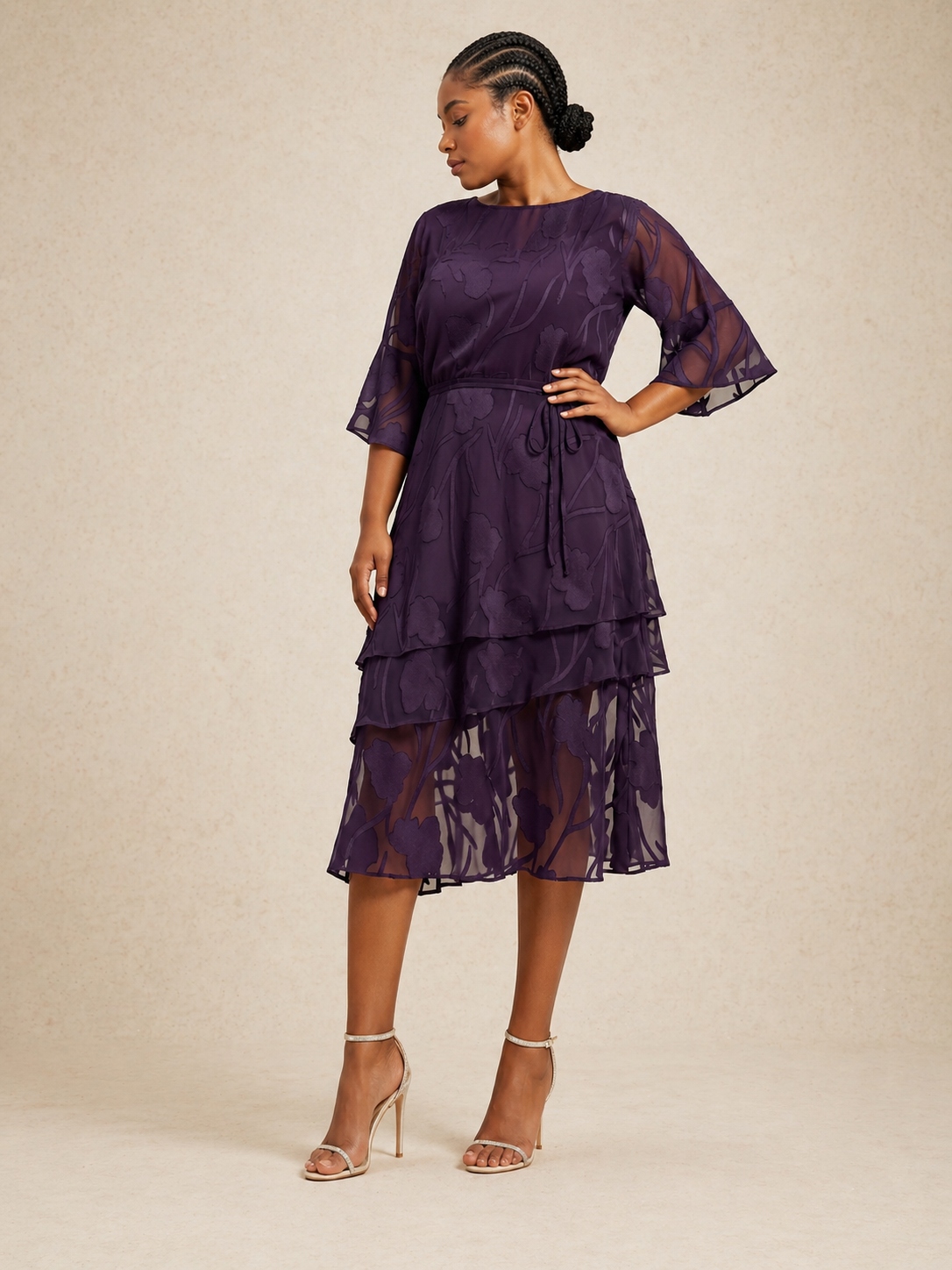 Floral Chiffon Midi Skirt
