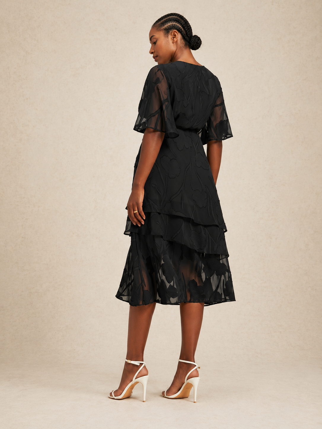 Floral Chiffon Midi Skirt
