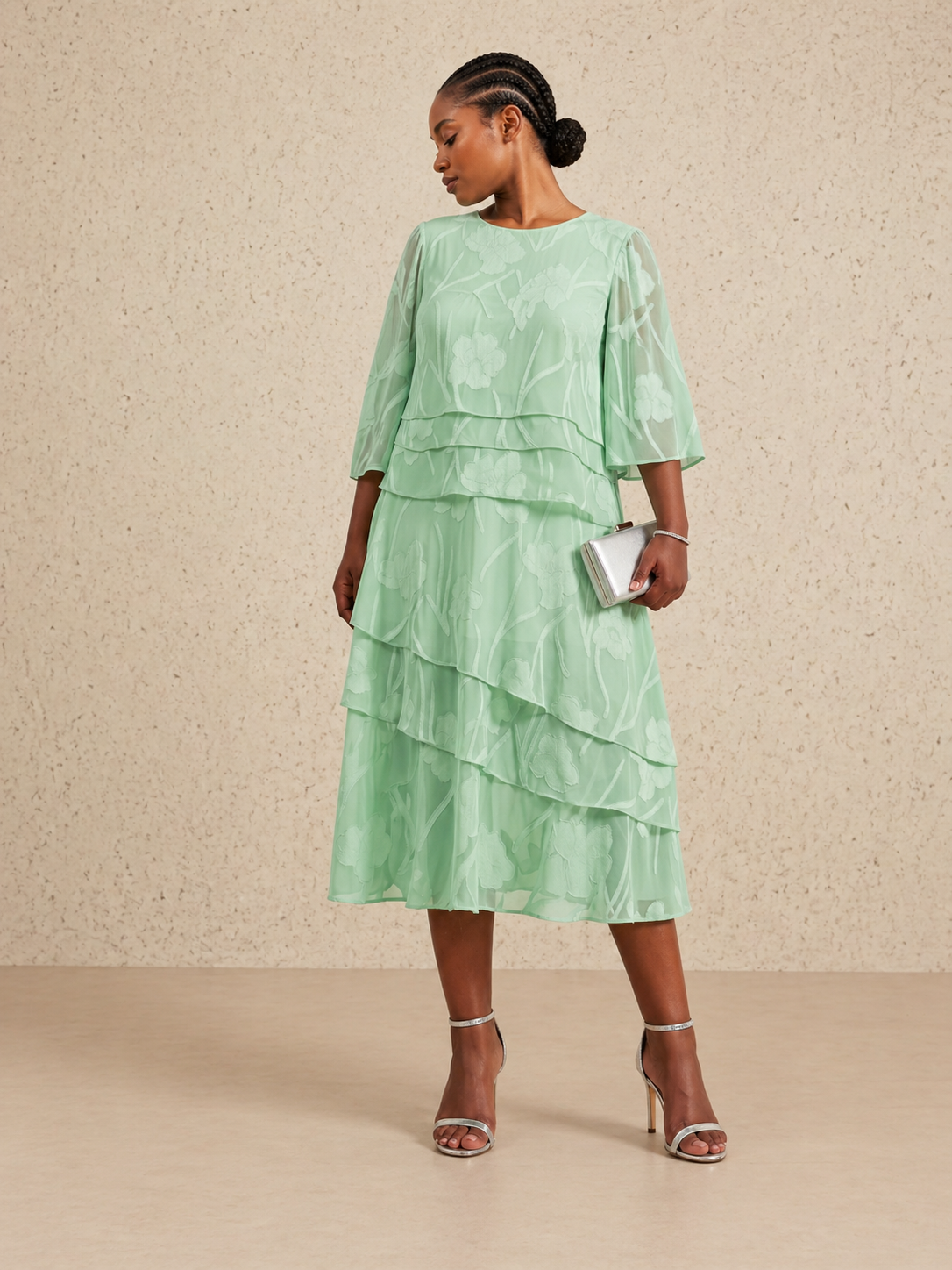 Floral Chiffon Midi Skirt