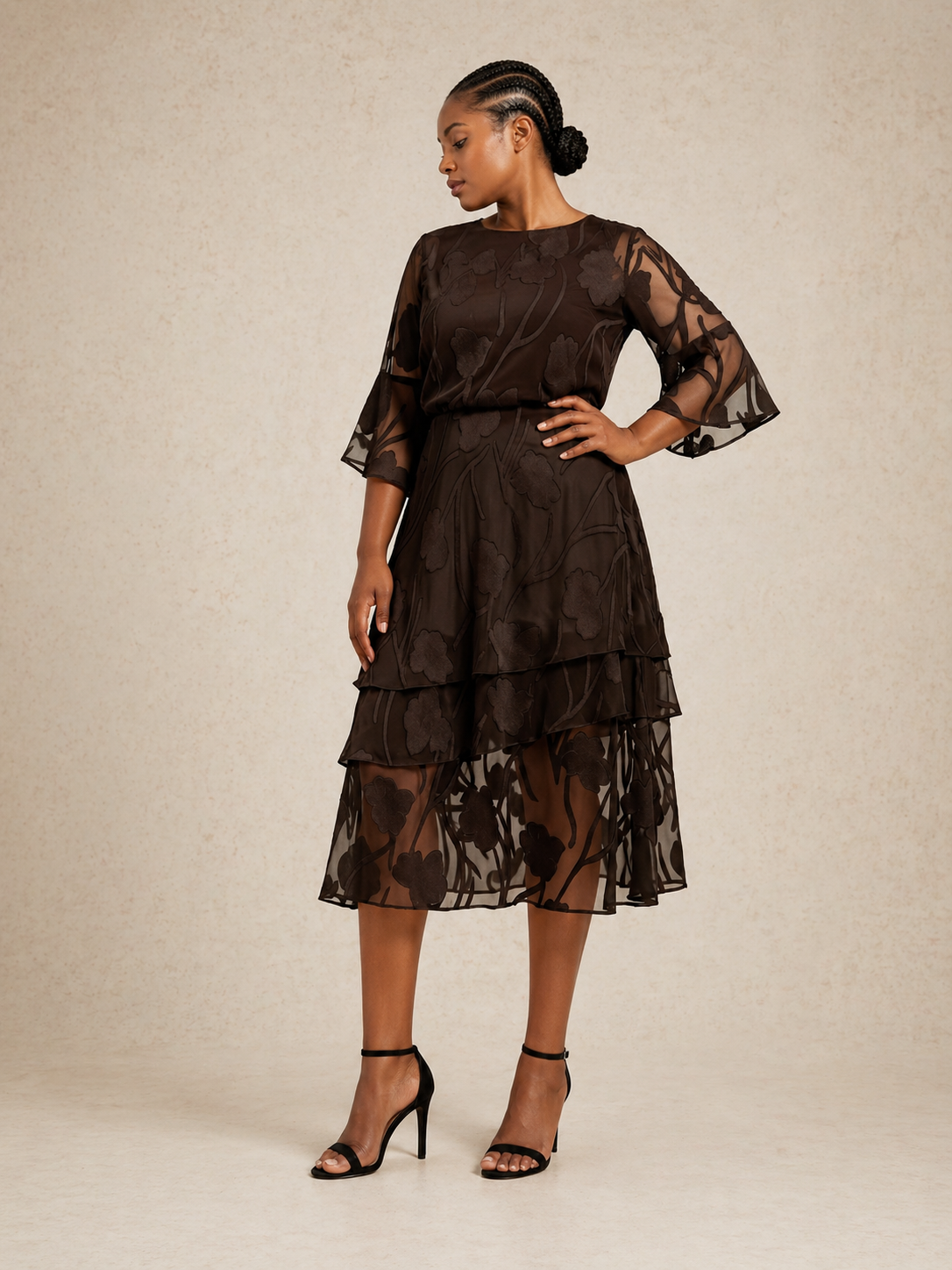 Floral Chiffon Midi Skirt