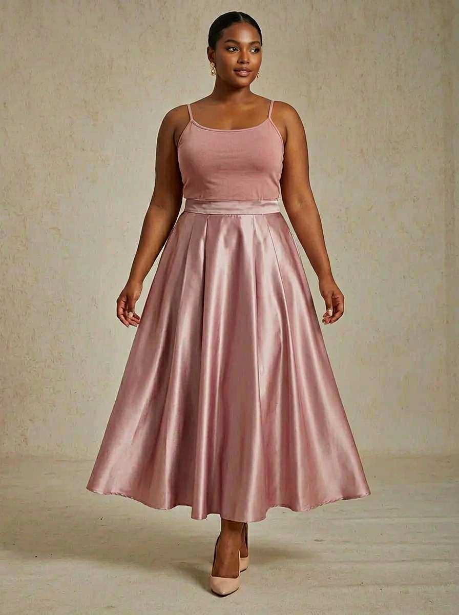 Formal Satin A-Line Ballgown Skirt with Pockets