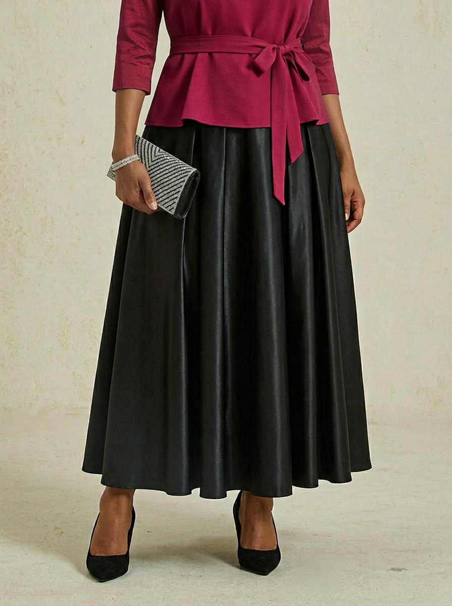 Formal Satin A-Line Ballgown Skirt with Pockets