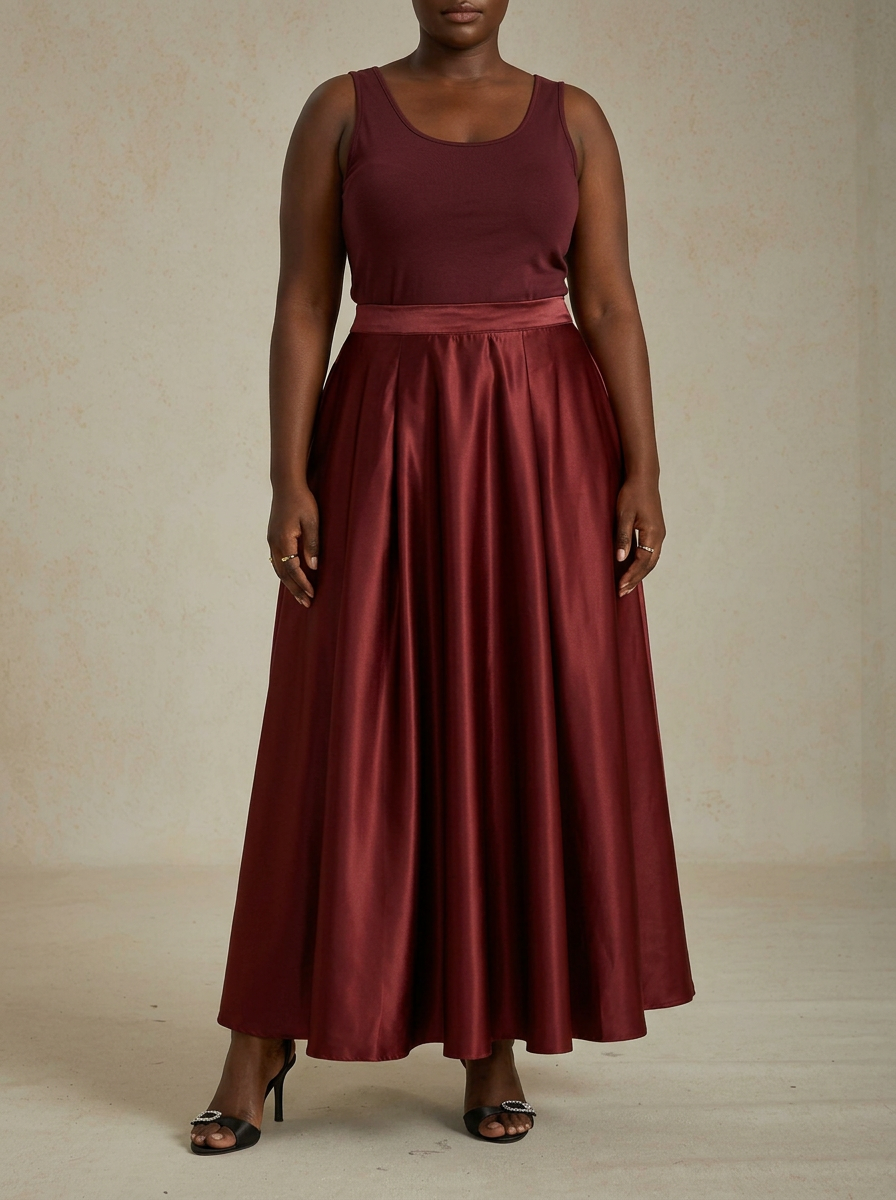 Formal Satin A-Line Ballgown Skirt with Pockets