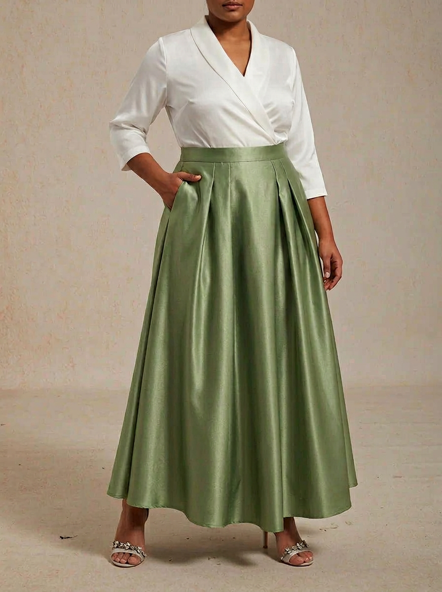 Formal Satin A-Line Ballgown Skirt with Pockets