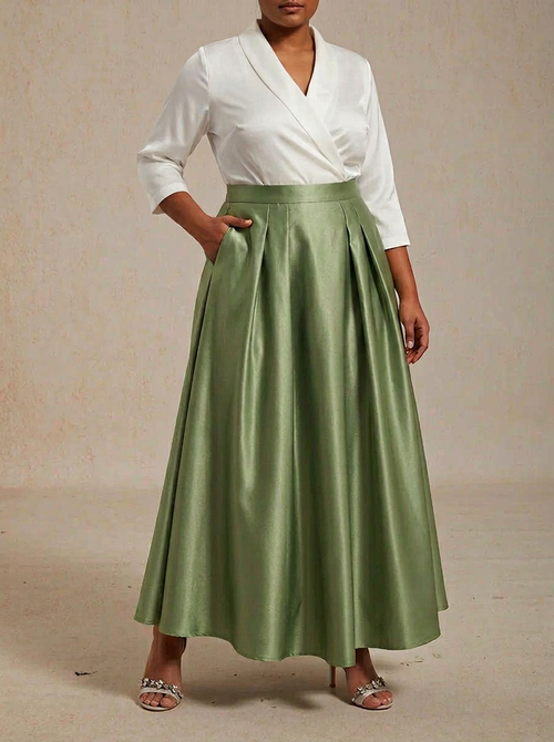 Formal Satin A-Line Ballgown Skirt with Pockets