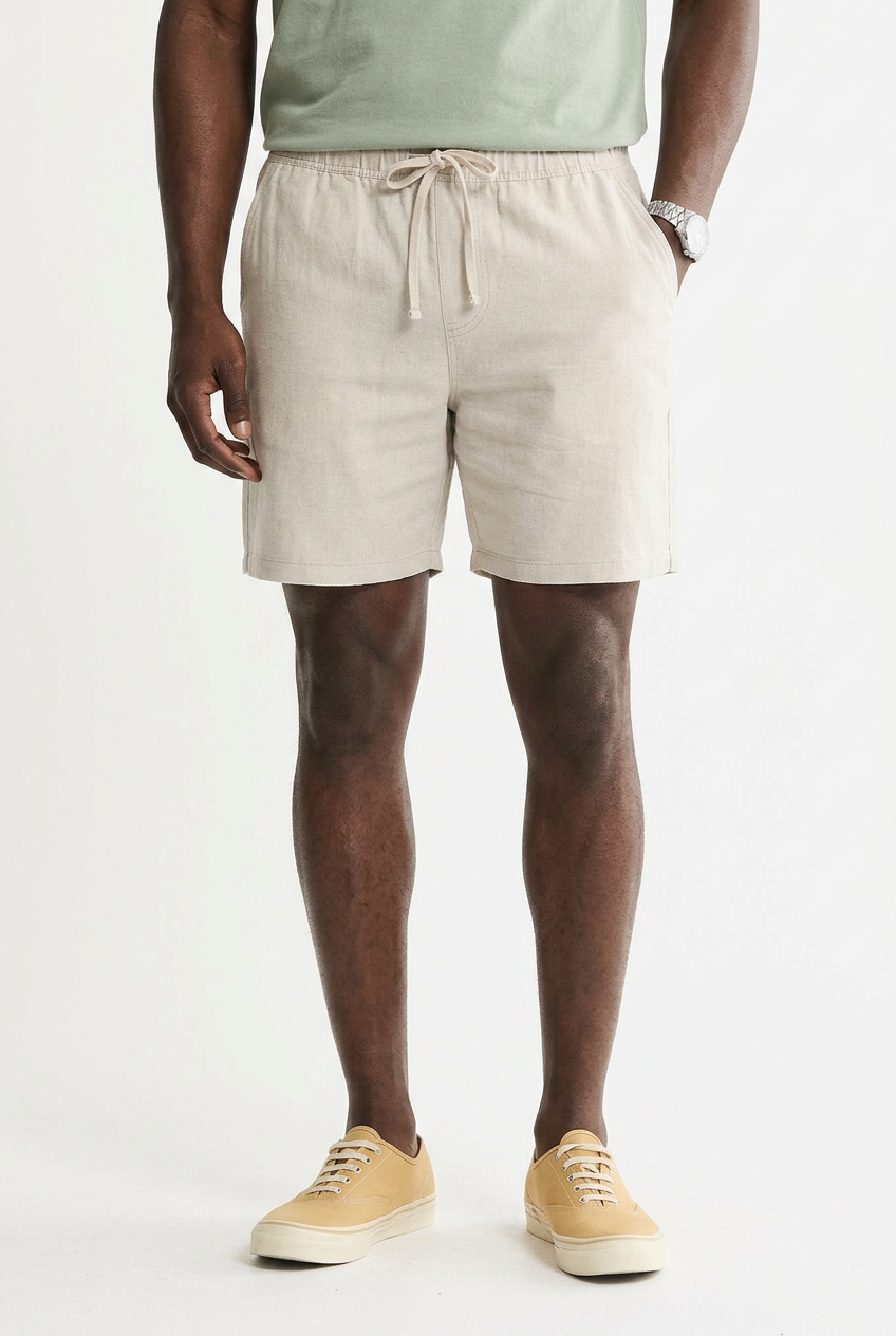 Linen Blend Drawstring Shorts