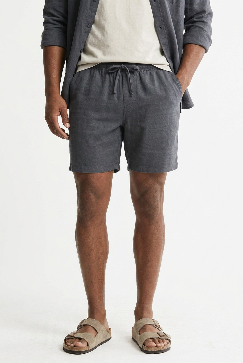 Linen Blend Drawstring Shorts