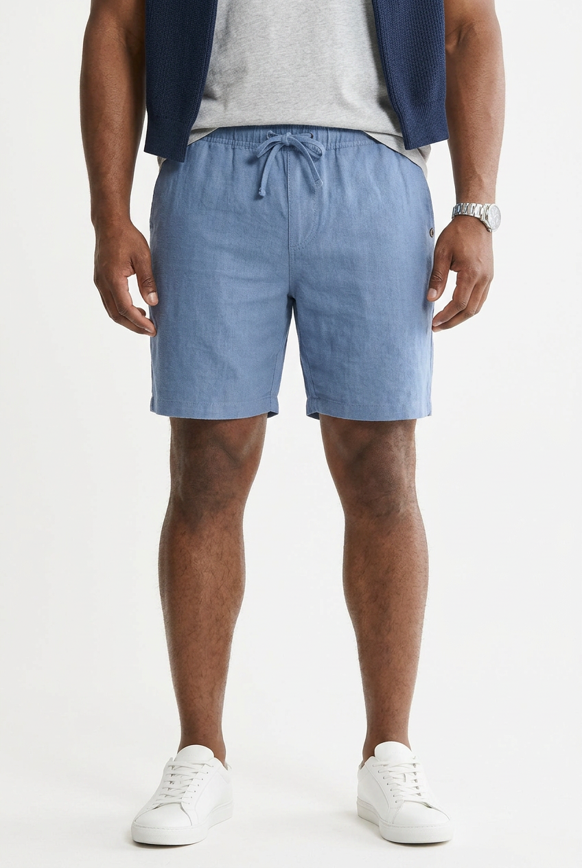 Linen Blend Drawstring Shorts