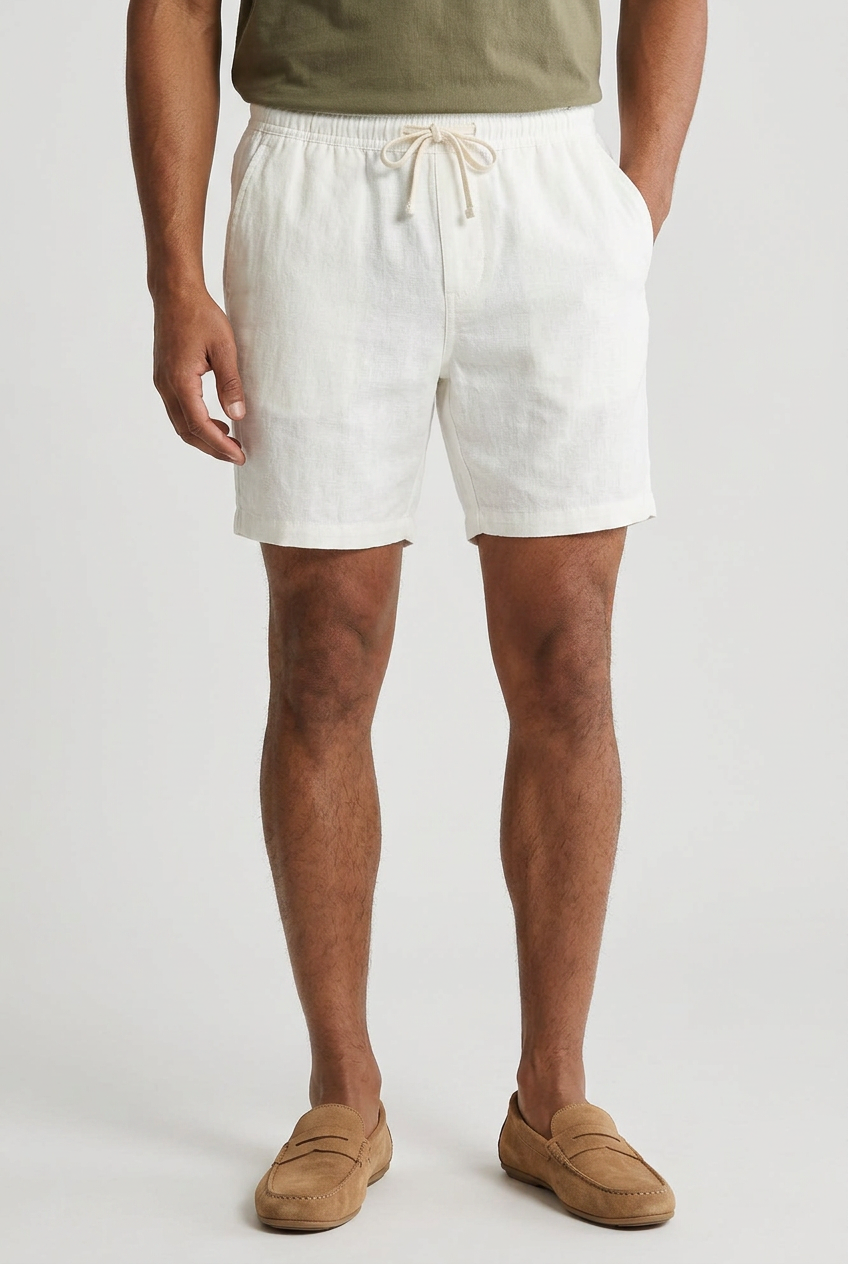 Linen Blend Drawstring Shorts