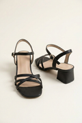 Women's Strappy Block Heel Buckle Ankle Dress Sandals