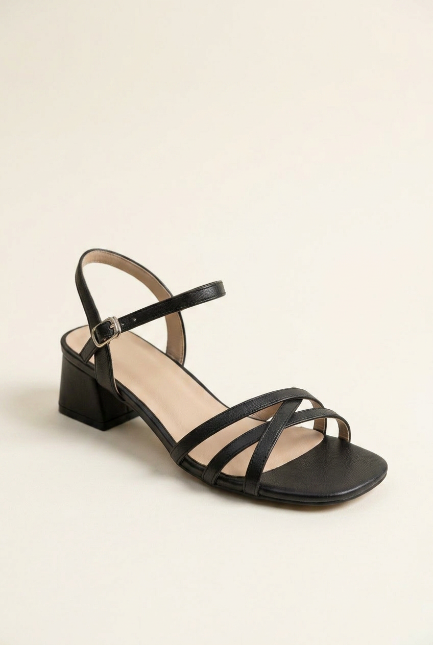 Women's Strappy Block Heel Buckle Ankle Dress Sandals