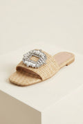 Women's Rhinestone Embellished Flat Mule Summer Dress Sandals