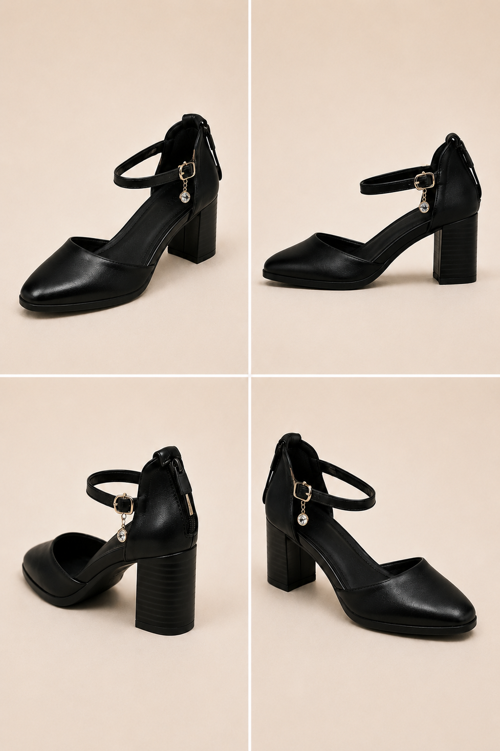 Women's Black Mary Jane Block Heel Pumps